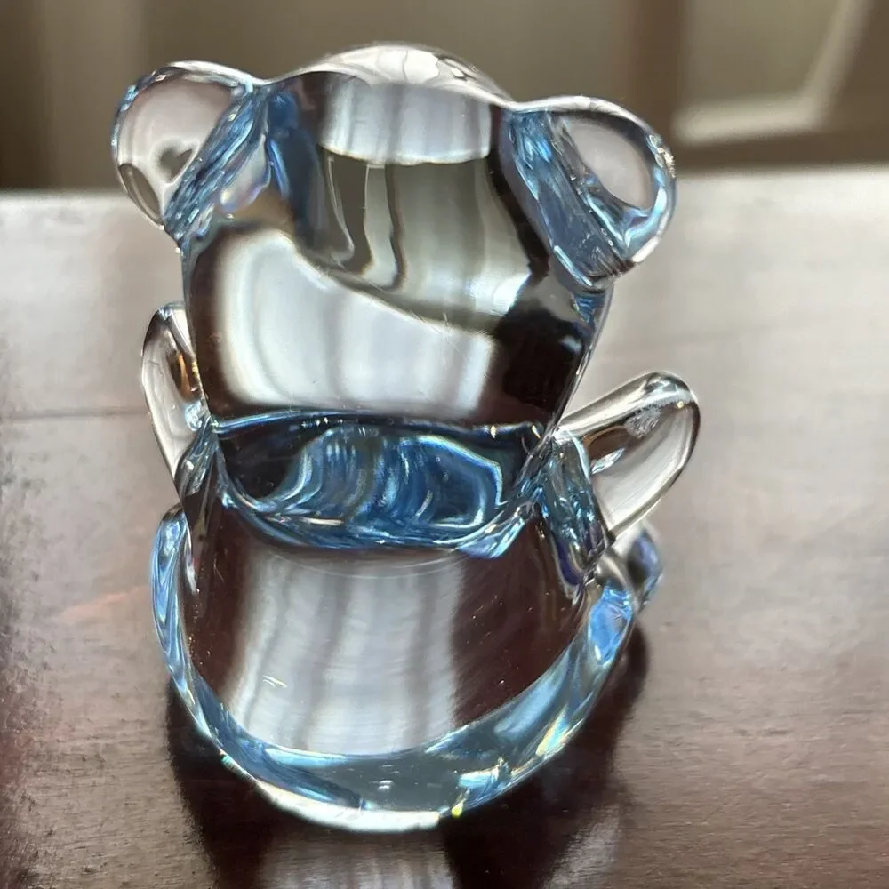 VTG Blue Crystal Oneida Teddy Bear Figurine Paperweight 2 3/4